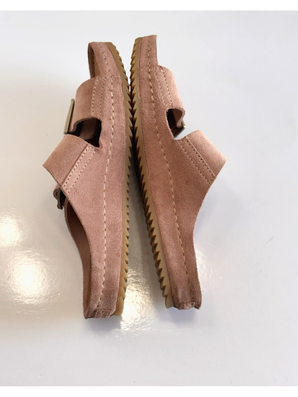 Clarks Brookleigh Sun Slides Women's 9M Dusty Rose Suede Straps Buckles Sandals - Picture 6 of 14